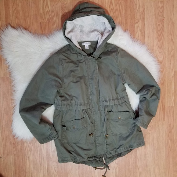 Motherhood Maternity Jackets & Blazers - Zip Front Motherhood Hooded Army Green Jacket